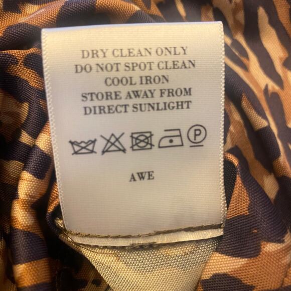 L.K. Bennett Midi Bodycon Dress Women's 8 Purple Tan Silk V Neck Long Sleeve - Picture 6 of 7